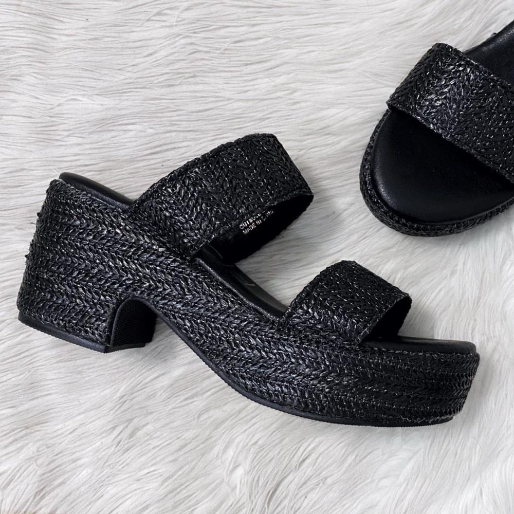 Matisse Black Braided Platform Slide Sandal